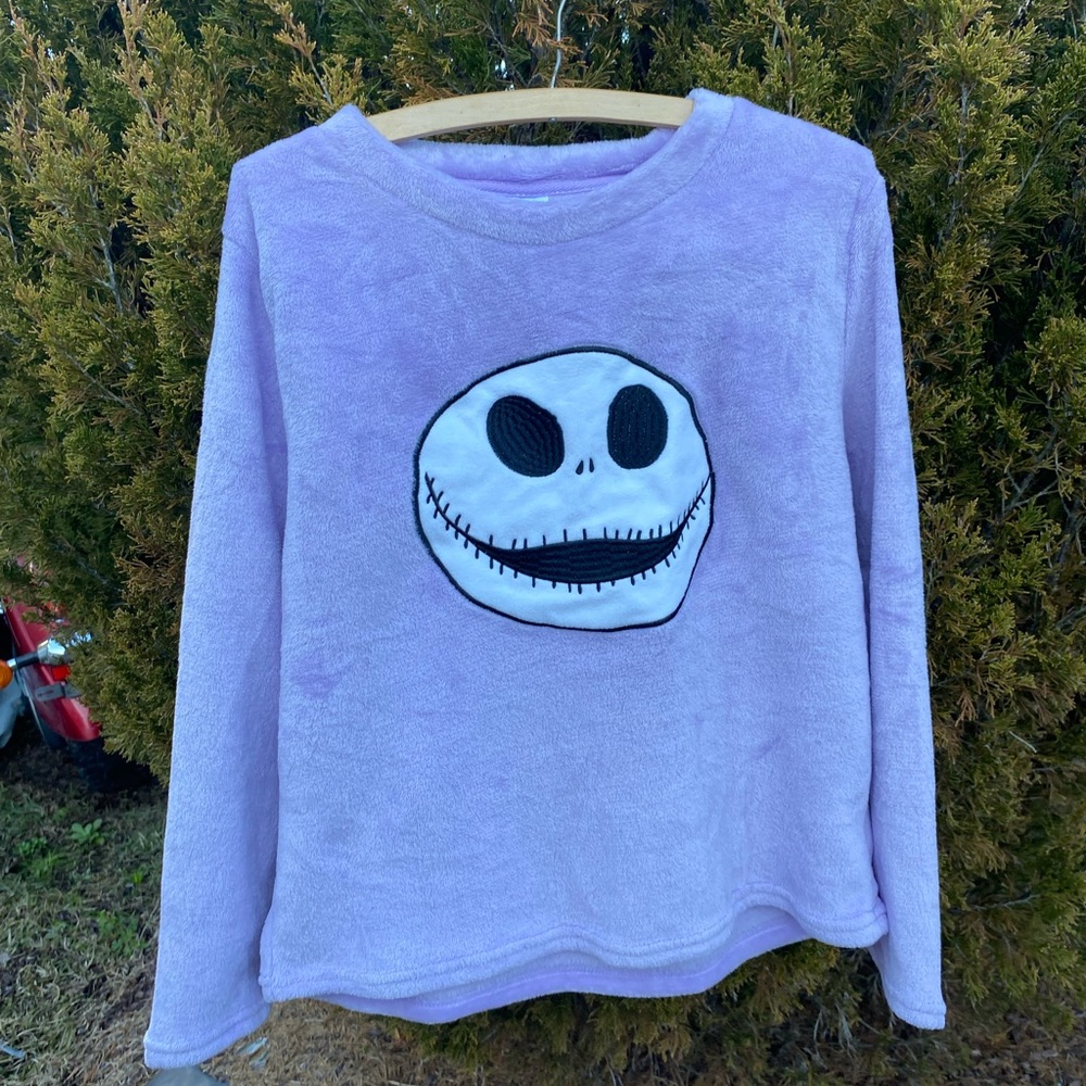 Disney Nightmare Before Christmas Jack Skellington Purple Fuzzy Soft Pajama Set